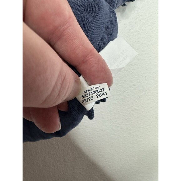 Aerie OFFLINE Small OG Groove Crop Top Blue Short Sleeve Lettuce Trim Ribbed NWT - Picture 11 of 12